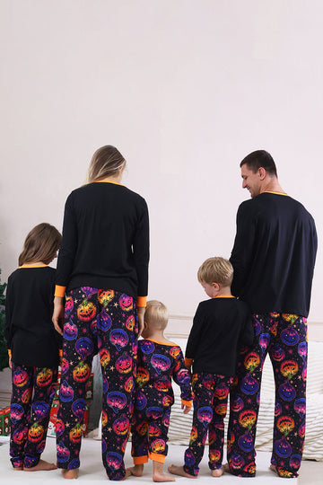 Black Printed Long Sleeve Family Halloween Pajamas